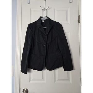 Old Navy Womans Short  Denim Blazer Size Small Black one button front.